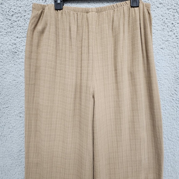Eileen‎ Fisher Pants Womens L Brown Viscose Linen Nylon Wide Leg Pull On Elastic - Picture 8 of 14